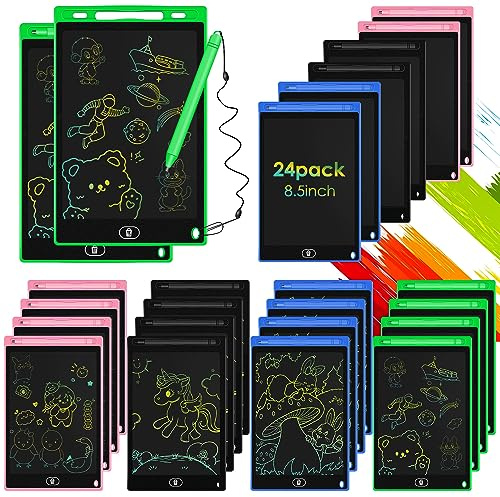 24 Pack LCD Writing Tablet Drawing Board 8.5 inch Colorful Drawing Tablet for Kids, LCD Erasable Doodle Pad Educational Toy Gift for Boys Girls (Blue,Black,Green,Pink)