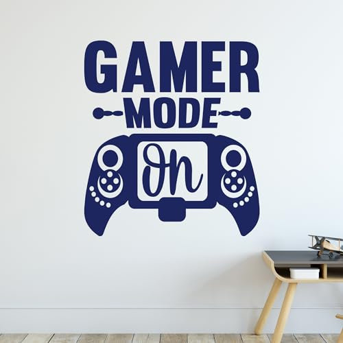 GRAZDesign Gamer mode on Wandtattoo Kinderzimmer für Jungen - Mädchen, Wandaufkleber Jugendzimmer Gamerzimmer, lustige Sprüche - 64x57cm / mittelgrau