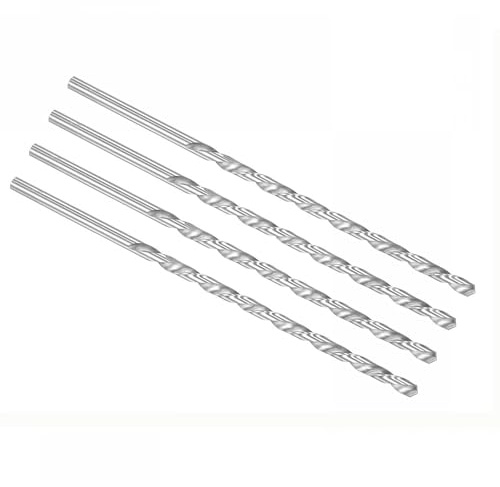 TOP-VIGOR 4Pcs 6mm Dia Extra Long Twist Drill Bits, 200mm Length High Speed Steel Extended Spiral Drill Bit, Straight Shank Twist Drill Bit Tool for Wood Metal Aluminum Plastic