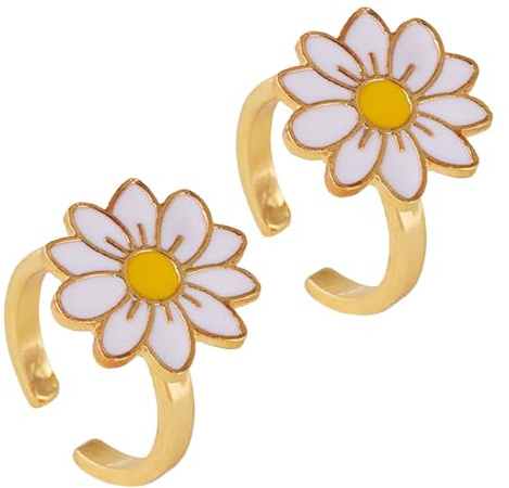 VICASKY Lot De 2 Bagues Rotatives Bague D'Anxiété Enfant Anneau Anti Stress Fidget Bijoux De Secours D'Anxiété En Métal Petit Et Léger Cadeau Créatif Pour Enfants