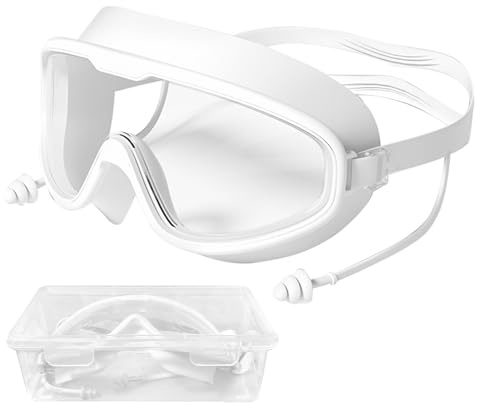 ESYFOR Occhialini Nuoto Uomo Donna, Occhiali da Nuoto Unisex Anti Appannamento Facile da Regolare Occhialini Piscina con Tappi per le Orecchie e Custodia per Nuot e Surf