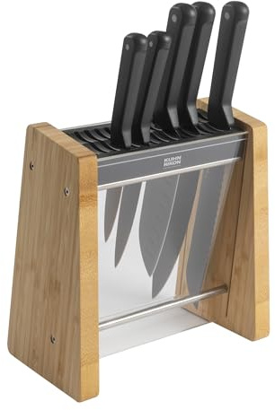 KUHN RIKON ICED Messer + Block Set 6 Stk, Messerblock und 5 Messer | Eisgehärtete Klingen: Aus deutschem Edelstahl