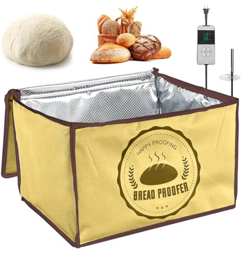 Zinueen Gärbox Sauerteig, Teigbox Pizza mit Deckel - Faltbare Brot Gärbox 30L, Temperatur & Timer, Pizzateig Box mit Deckel, Teigwanne für Brotteig, Joghurt, Reiswein (Heizung)