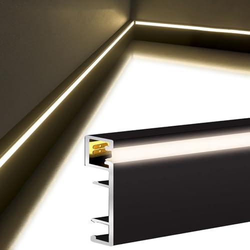 Bande lumineuse LED murale pour moulage de plinthe, couverture durable pour les espaces commerciaux et de vente au détail