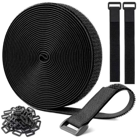 JYNXOR Sangles de Câble Réglables de 5m x 2cm avec 25 boucles, Attache Câble Scratch Serre Cable Bande Sangle Réutilisable Câble Management Facile à Couper pour Ranger et Organiser Câbles