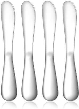 Arvoni 4 Pièce Couteaux à Beurre, Couteau Beurre Tartineur en Acier Inox Facile à Nettoyer, Couteau à Beurre Ergonomique pour Enfants, Petit-Déjeuner, Fromage, Pâtisserie