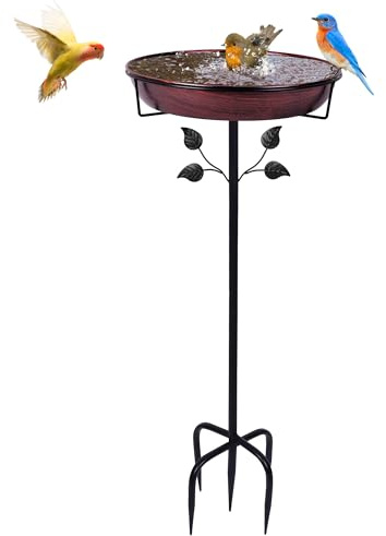 Vogeltränke Stehend, 31.5 Zoll Vogeltränke für Draußen Garten,Abnehmbares Vintage Metall Vogelbad für Garden Dekor & Outdoor Patio, Vogelfutter Winterfest Wasserschale（Antike Bronze)
