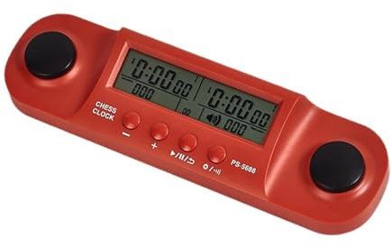 MagiDeal Orologio da Scacchi, Timer da Scacchi Internazionale Compatto, Suono Regolabile, Funzione di Memoria, Timer da Gioco da Tavolo per Giocatori, Giochi, Rosso