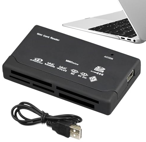 Memory Card Reader - Password Lock Storage Box, High-Speed - Hub For TF, MS, XD, CF Cards, Slim Portable Adapter For Cameras, Phones, Laptops & Photography, Black ABS