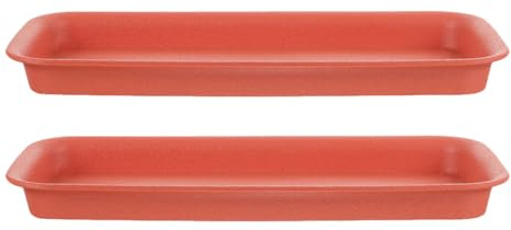 KAILIKETIY 2 Pezzi Sottovaso Rettangolare Terracotta per Piante da Interno, Vassoio Raccogli-Acqua per Vasi di Fiori Resistente in Plastica Durevole per Giardinaggio e Protezione Pavimenti