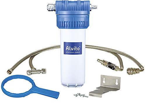 EinbauFilter 2.2 Wasserfilter - Alvito Aktivkohle Untertischsystem | Untersatzgehäuse zur Trinkwasser-Optimierung unter der Spüle, kompatibel mit Carbonit und Alvito Filtereinsätzen