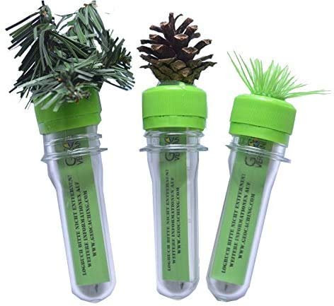 3x Petling mit Tanne Gras und Tannenzapfen mit Logbuch und Stift Set Komplett Paket Geocaching Versteck