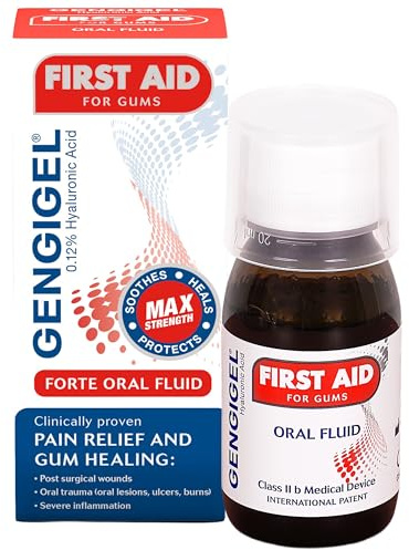Gengigel First Aid Oral Fluid 50ml - Hyaluronic Acid Mouth Ulcer Treatment | Gum Repair & Gum Disease Care, Oral Rinse for Mouth Ulcers, Gum Irritation & Post-Dental Care