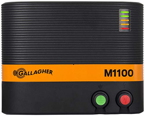Gallagher M1100 Electric Fence Energizer | 110V Plug-In Fence Charger for Livestock and Wildlife Control | 110 Mile Coverage | High-Output Fence Energizer with Pulse Technology and Fence Monitoring
