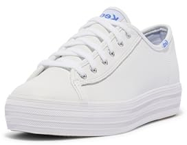 Keds Triple Up Leather, Sneaker Womens, White Leather, 7 Medium