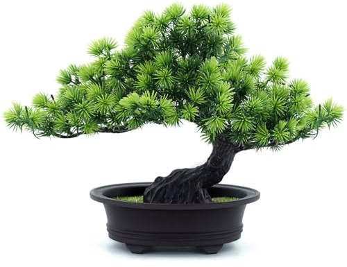 Künstliche Pflanzen, Grünpflanzen, künstlicher Bonsai-Baum, Raumdekoration, für Innenbereich, Zuhause, Bücherregal, Büro, Schreibtisch, Badezimmer, Bauernhaus-Dekoration, 24,1 cm hoch