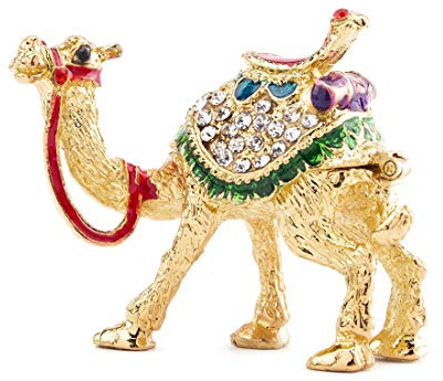 YU FENG Figurines de Chameau en Cristal, Ornement décoratif, Statues de Chameau en émail doré, boîte à Bijoux à charnière