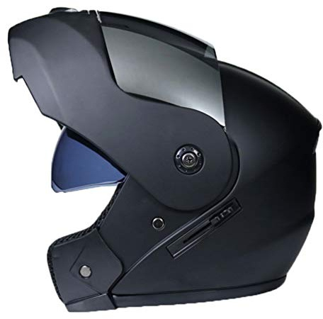Wenchuang Casco de Motocicleta Visera Doble Doble Visera Casco Modular de Cara ara Motocicleta Bicicleta Scooter Mujer y Hombre (Negro Plateado, 58-59cm)