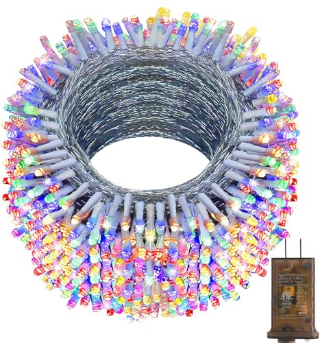 KNONEW 403ft 1000 LED String Lights Outdoor Christmas Lights 8 Modes & Timer Fairy Light Plug in Waterproof LED String Lights for Xmas Yard Tree Wedding Party Holiday Decorations (Multicolor)