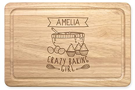 Personnalisé Nom Fou Cuisson Fille Rectangulaire Planche à Découper en Bois Personnalisé