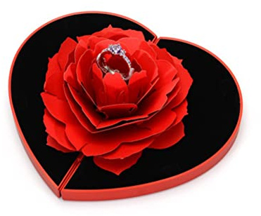 3D Rose Ringschachtel Valentinstag Ring Box Pop Up Rose Ringschachtel Schmuckkästen Geschenkbox Ringschatulle für Hochzeit Verlobungsring Valentinstag