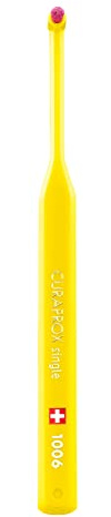 Curaprox CS 1006 Einzelzahnbürste, Gelb, Swiss Design | Präzise Reinigung Am Zahnfleischrand, Für Zahnspangen & Implantate, Weiche Borsten, Einzelpack