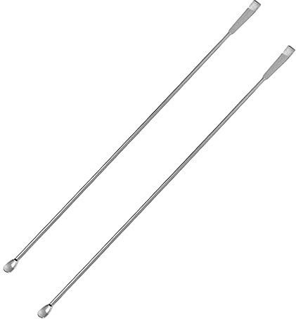 2 Piezas Micro Cuchara de Laboratorio para Muestreo de Reactivos, 250mm Acero Inoxidable 2 en 1 Espátula Mezcladora de Doble Cabezal para Laboratorio