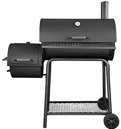 Parrilla grande para barbacoa de carbón, parrilla para barbacoa con indicador de calor, lavabo de carbón con cajón elevable, carrito con ruedas, mesa plegable, patio portátil, fiesta en el j