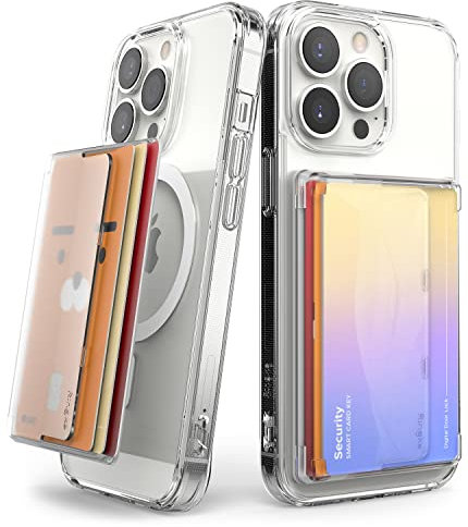 Ringke Magnetic Side Slot Card Holder (1 Pezzi) Compatibile con MagSafe Cover, Magnetica Porta Carte Rigida PC Portafoglio Custodia per Cellulare - Clear Mist