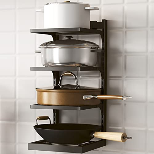 LFFH Pan Storage Rack, Holds Cast Iron Skillets Dutch Oven Griddles Durable Steel Construction Pots And Pans Organizer For Cabinet (Color : Black, Size : 23X27X52cm 2)