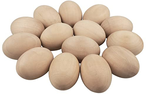 15 Pezzi Uova di Legno di Pasqua Large Uova Finte in Legno Uova di Legno per Bambini Regali di Pasqua per Bambini Dipinto a Mano Intaglio Cucina Gioca Cibo
