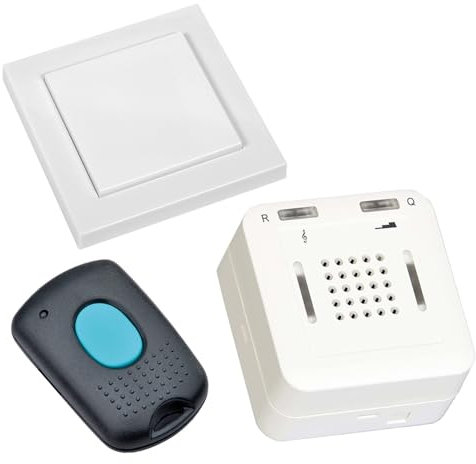 ELDAT - Mobiler Hausnotruf mit Notrufsendern und Quittierungsfunktion - Notrufknopf für Senioren - RS16 mit Sensorwandtaster RTS05 und Q-Sender RT21