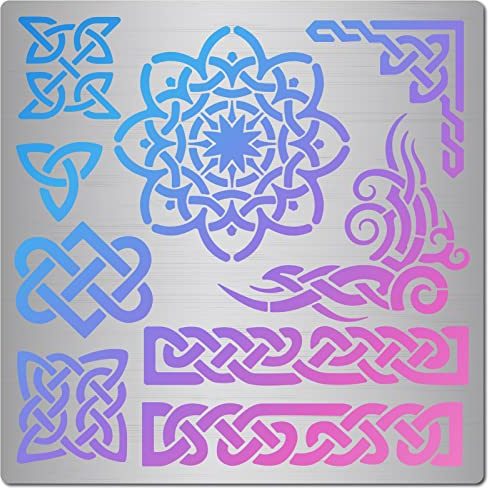 GORGECRAFT 6.3 Keltisch-Knoten-Schablone Wikinger-Symbol Hexerei Wiederverwendbare Edelstahl-Blumenschablonen Zum Bemalen von Holz Brennender Wand Leinwand Möbeln Gravur Handwerk Heimdekoration