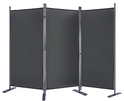 LZQ Paravent Trennwand Sichtschutz Garten 275 x 180 cm Stoff Raumteiler 3Teilig Balkon Sichtschutz Klappbar Freistehend Stellwand Büros Dunkelgrau