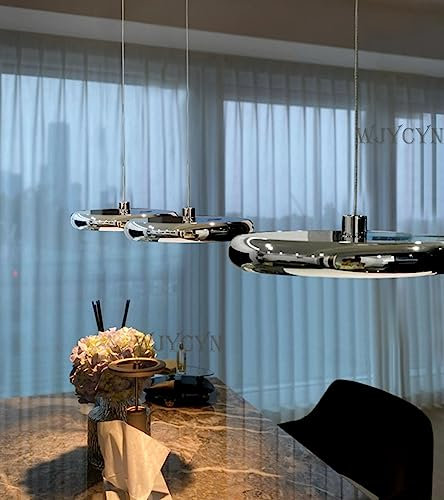 LED Esstisch Hängelampe Dimmbar Chrom Moderne Rund Ring Pendelleuchte APP mit Fernbedienung Pendellampe Höhenverstellbar Acryl Kronleuchter Wohnzimmer Esszimmer Büro Schlafzimmer Ø20cm 3000-6000K