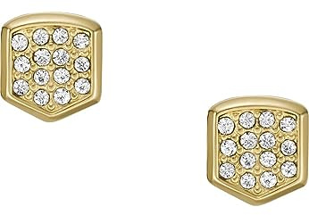 Fossil Damen Ohrringe aus goldfarbenem Edelstahl mit Pfosten-/Bolzenverschluss, Glänzendes Gold
