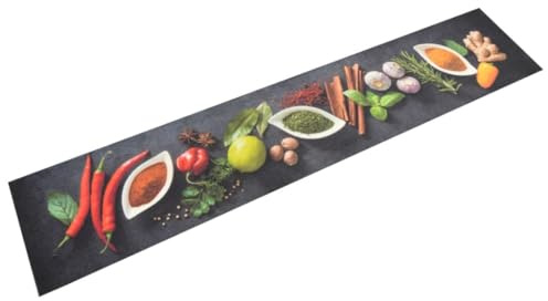 vidaXL Küchenteppich Waschbar Gewürze 60x300 cm Samt