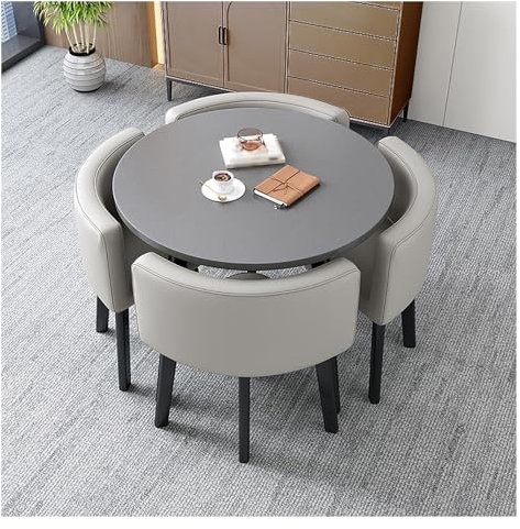 Büro-Empfangsraum-Clubtisch,Verhandlungstisch, Couchtisch Und Stuhl-Set,Büro-Konferenztische,Kleine Konferenzraumtische,Besprechungen,Runde Verkaufstische,1 Tisch 4 Stühle,Platzsparende Möbel (Color