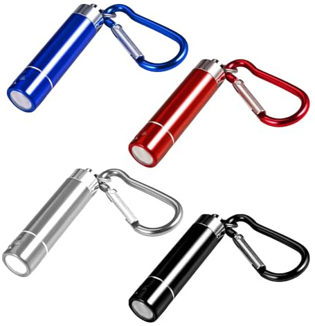 Doukesh Mini Lampe de Poche LED Porte-Clés Portable Petite Lampe Torche avec Mousquetons pour Camping Randonnée Lecture Cadeaux Créatifs 4 Pièces