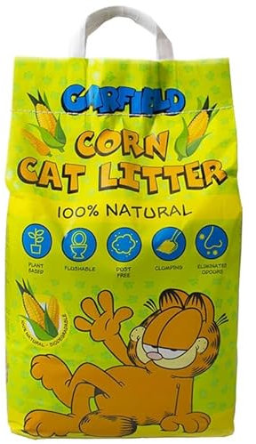 Corn Cat Litter 10L - Features: 100% Natural Cat Litter, Diodegradable, Plant Based, Clumping & Flushable, Dust Free, Eliminates Odours
