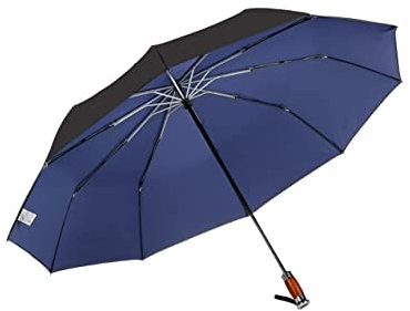 REEKOS Sturmfest Regenschirm Regenschirme Automatischer Regenschirm Business Men Taschenschirm Regen Winddicht Doppelschicht Golfschirme Männlich Schirm Stark (Color : Black)