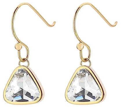 Bishilin Ohrhänger Edelstahl Gold, Ohrringe Hängend Triangle mit Weiß Zirkonia Ohrringe Jugendstil Modeschmuck