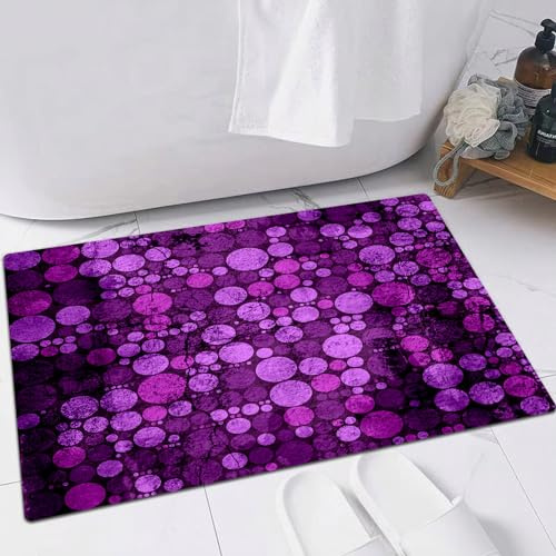 EMFSLA rutschfest Badezimmer Badeteppiche,Weich Hochflor Saugfähig Badvorleger Waschbar Flauschige Mikrofaser Badematte,Aubergine, Lila und Flieder,60x90 cm