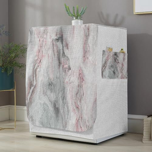 Highdi Housse de Protection pour Machine à Laver, Chargement Frontal Housse La Poussière avec Ouverture Frontale pour Linge Domestique (Marbrure 6,Capacité S 6~7.5KG)