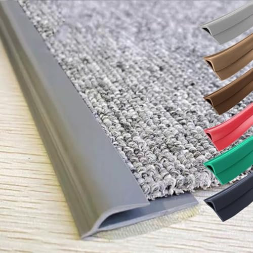 QSPNVFB Teppichkantenleiste PVC Selbstklebend Teppich Bodenübergangsstreifen, Abschlussprofil Kanten Trim Übergangsprofil Mit Höhenausgleich(Grey,1m(3.3ft))