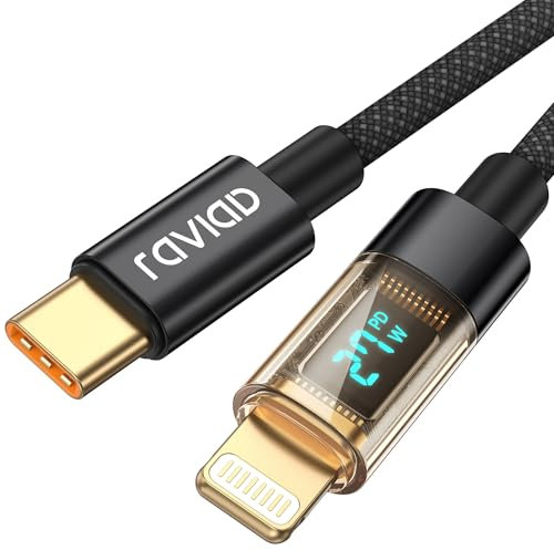 RAVIAD Câble USB C vers Lightning 2M [Certifié MFi] Câble USB C iPhone Chargeur Rapide Power Delivery Fil Lightning USB C pour iPhone 14 13 12 11 Pro Max Mini XR XS Max X 10 8 7 SE 2020, iPad -Noir