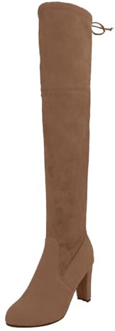 Stivali sopra il ginocchio, da donna, in pelle scamosciata, per equitazione, con tacco alto, da donna, al ginocchio, antiscivolo, colore nero, taglia 36-43