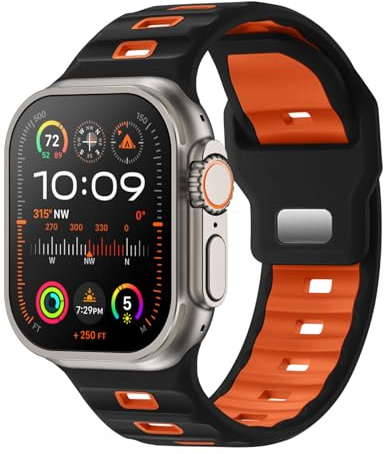 Raradev Compatible with Apple Watch Ultra 3 Straps 49MM 46MM 45MM 44MM 42MM(series 3 2 1) Men Women, 26mm Adjustable Soft Silicone Breathable Sport Band for iWatch Series 11 10 9 8 7 6 5 4 SE3