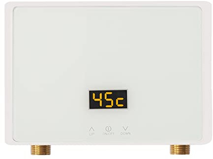 Mini Instant Electric Water Heater, 5.5KW 220V Constant Temperature Electric Tankless Water Heater with Touch Control Panel and Led Display, for Home Kitchen Bathroom, 21x15x5.5cm (White)