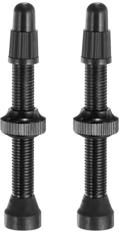 QUARKZMAN 2 Stück Tubeless Ventile 44mm Aluminiumlegierung Tubeless Ventil Super Leicht Kein Leck Dauerhaft Ventilkappen für die meisten Fahrrad Tubeless Felgen Paar, Schwarz
